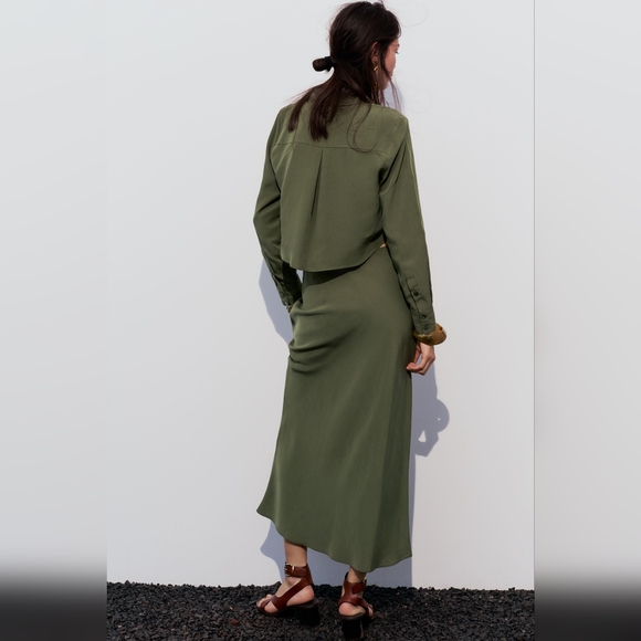 ZARA LYOCELL CROPPED SHIRT - Picture 5 of 9